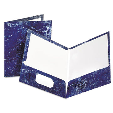 Oxford™ Marble Design Laminated High Gloss Twin Pocket Folder, 11 X 8.5, Marble, Navy, 25-box freeshipping - TVN Wholesale